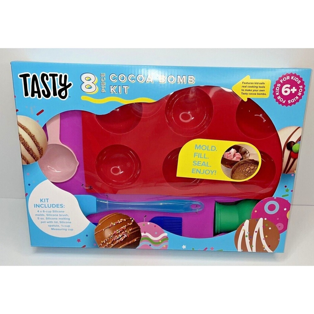 Tasty Cocoa Bomb Kits 8 Piece Includes Kid-Safe Real Tools and Silicone Baking